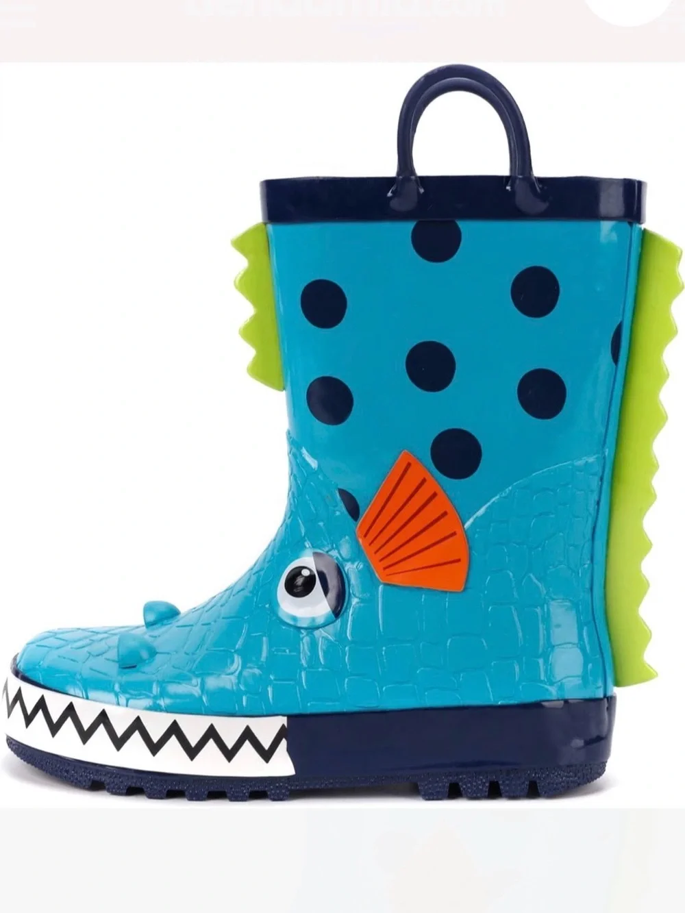 Kushyshoo Rubber Big Kids Rain Boots Piranha 3D Cartoon Rain Boots! Size 1